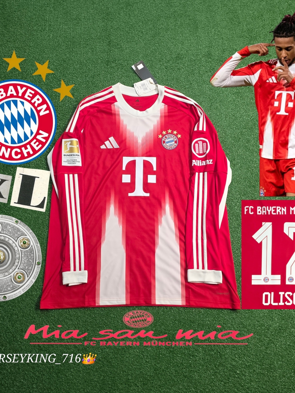 Adidas Bayern Munich Michael Olise #17 2025/2026 Long Sleeve Home Jersey Bundesl